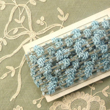Load image into Gallery viewer, Antique French Rococo Trim Blue Flower & Silver Metal      12 Inches