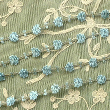 Load image into Gallery viewer, Antique French Rococo Trim Blue Flower & Silver Metal      12 Inches