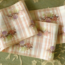 Load image into Gallery viewer, French Ombre Roses & Pink Striped Vintage Ribbon