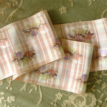 Load image into Gallery viewer, Elegant Vintage French  Ombre Roses & Pink Striped Ribbon