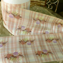Load image into Gallery viewer, Elegant Vintage French  Ombre Roses & Pink Striped Ribbon
