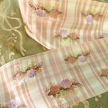 Load image into Gallery viewer, Elegant Vintage French  Ombre Roses & Pink Striped Ribbon