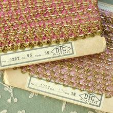 Load image into Gallery viewer, Vintage Pink and Gold Tinsel Trim