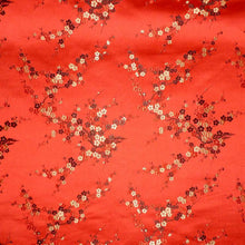 Load image into Gallery viewer, Vintage SILK Satin Damask Woven Fabric With Cherry blossom Motifs