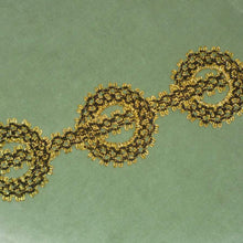 Load image into Gallery viewer, Vintage Gold Tinsel & Silky Black Embroidered Trim