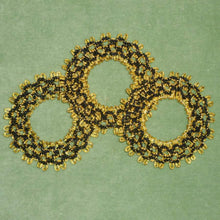 Load image into Gallery viewer, Vintage Gold Tinsel & Silky Black Embroidered Trim