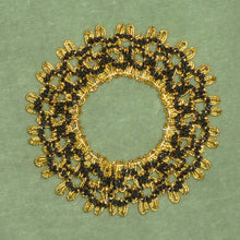 Load image into Gallery viewer, Vintage Gold Tinsel & Silky Black Embroidered Trim