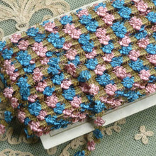 Load image into Gallery viewer,  Antique French Rococo Pink & Blue Floss and Gold Metal Trim      12 Inches
