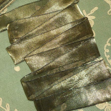 Load image into Gallery viewer, Antique French Gold METAL & Silk Tissue Ribbon