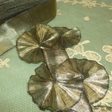 Load image into Gallery viewer, Antique French Gold METAL & Silk Tissue Ribbon