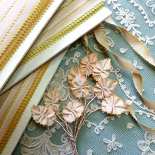 Load image into Gallery viewer, Circa 1920 French Picot Ombre Ribbons Apricot Pink With Yellow Picots