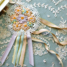 Load image into Gallery viewer, Circa 1920 French Picot Ombre Ribbons Apricot Pink With Yellow Picots