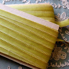 Load image into Gallery viewer, Circa 1920′s SILK French Picot Ombre Ribbons Golden Moss Olive