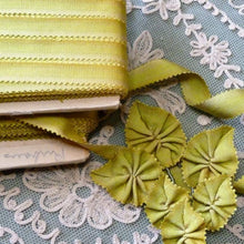 Load image into Gallery viewer, Circa 1920′s SILK French Picot Ombre Ribbons Golden Moss Olive