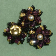 Load image into Gallery viewer, Large Amethyst Glass Beaded Czech Button