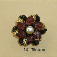 Load image into Gallery viewer, Large Amethyst Glass Beaded Czech Button