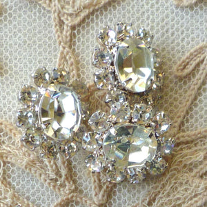 Vintage Czech Prong Set Rhinestone Buttons Three Shapes