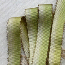 Load image into Gallery viewer, Antique French Silk Ombre Ribbon with Gold Metal Picot Fringe Edges