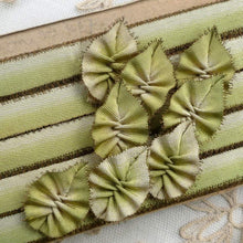 Load image into Gallery viewer, Antique French Silk Ombre Ribbon with Gold Metal Picot Fringe Edges