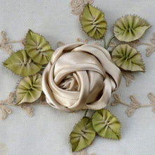 Load image into Gallery viewer, Antique French Silk Ombre Ribbon with Gold Metal Picot Fringe Edges
