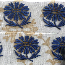 Load image into Gallery viewer, Embroidered Flowers on Black Net With Gold Metal Threads