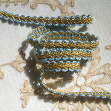 Load image into Gallery viewer, Antique French Blue and Gold Metal Passementerie