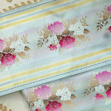 Load image into Gallery viewer, Vintage French Wide Taffeta Ribbon With Woven Ombre Roses