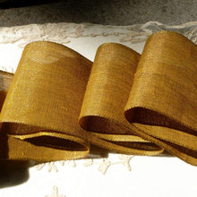 Load image into Gallery viewer, Antique Brass Metal Warp and Marigold Cotton Weft Ribbon