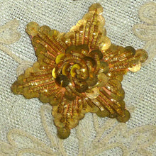 Load image into Gallery viewer, Antique Gold Metal Sequin and Gold Bullion Embroidered Applique