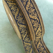 Load image into Gallery viewer, Vintage French Metal Trim/ Black & Gold
