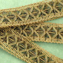 Load image into Gallery viewer, Antique Gold Metal trim Maltese Cross/Stylized Floral Design