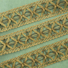 Load image into Gallery viewer, Antique Gold Metal trim Maltese Cross/Stylized Floral Design