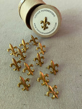 Load image into Gallery viewer, Vintage brass prong backed  Fleur-de-lis.
