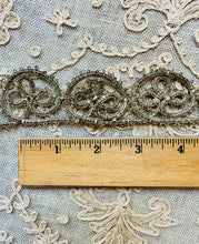 Load image into Gallery viewer, Hand Sewn Silver Metal Scrolled Antique Trim