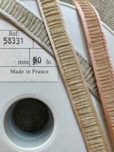 Load image into Gallery viewer, Vintage French Plisse Ribbons with Gold Metallic Thread