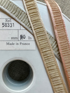 Vintage French Plisse Ribbons with Gold Metallic Thread