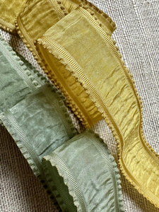 Antique Silk French Plisse Ribbons with Ruffled Edges
