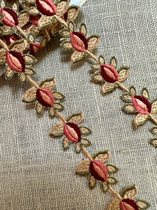 Antique Hand Made Silk Embroidered Rose Buds