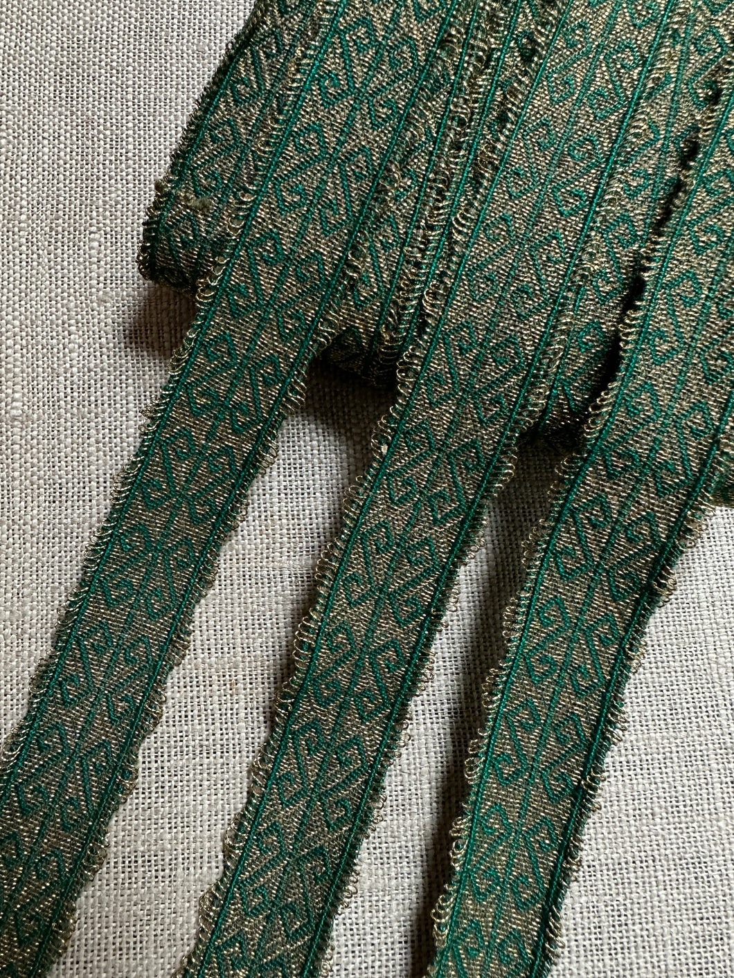 Copy of Antique Gold Metallic and Green Trim