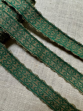 Load image into Gallery viewer, Copy of Antique Gold Metallic and Green Trim