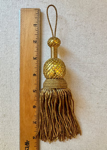 Antique Hand Netted Gold Metal Tassels Three Different