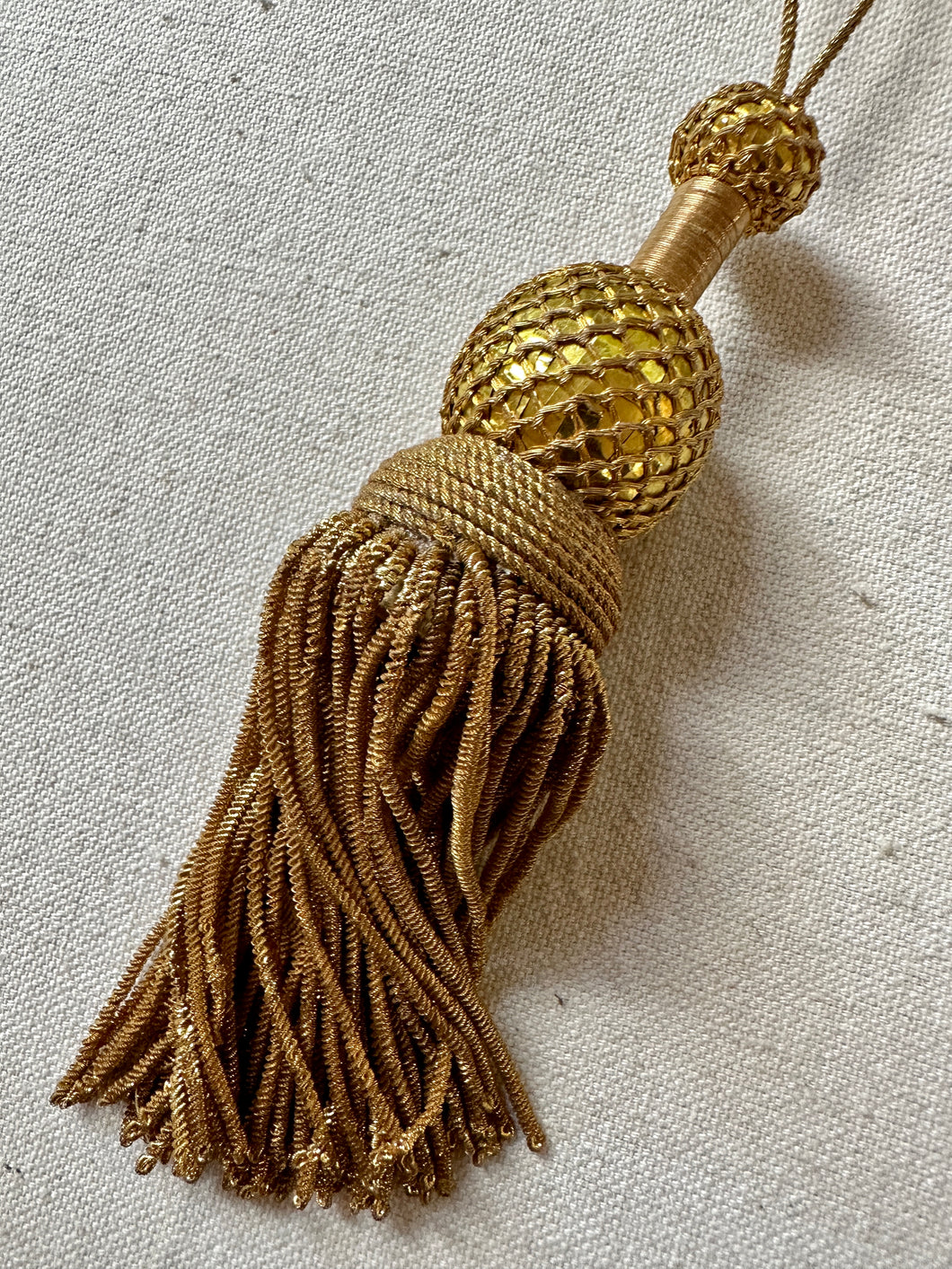 Antique Hand Netted Gold Metal Tassels Three Different