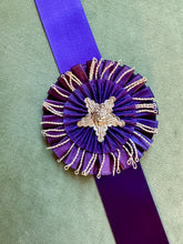 Load image into Gallery viewer, Silver Metal And Satin Ribbon Medallion