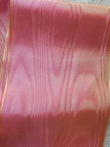 Moiré  Ribbon in Three Different Widths Changeable Pink and Yellow