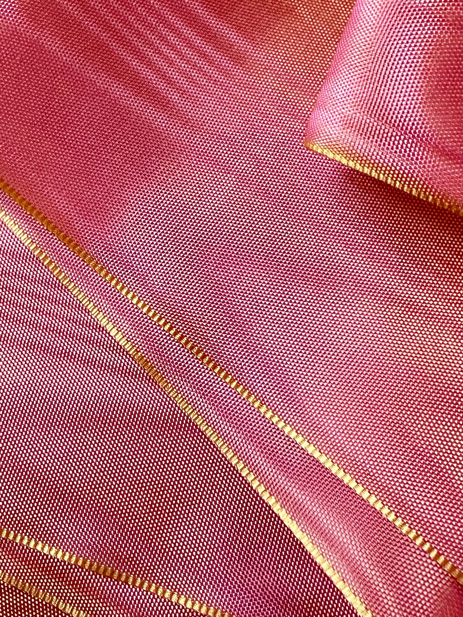 Moiré Ribbon in Three Different Widths Changeable Pink and Yellow ...