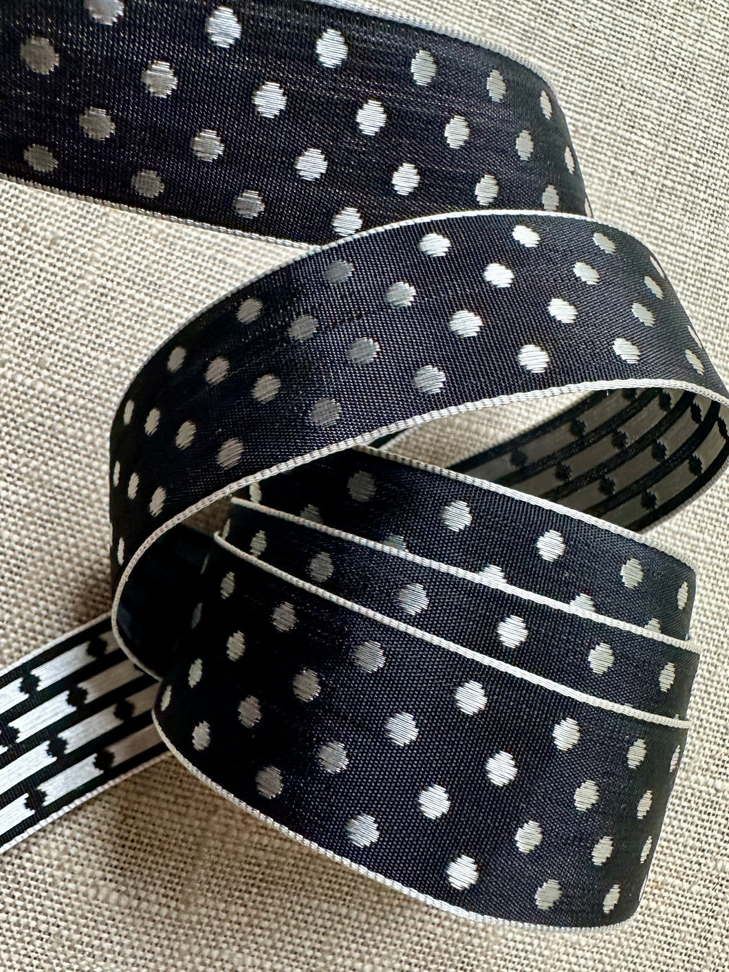 Vintage Woven Polka Dot Vintage Ribbon