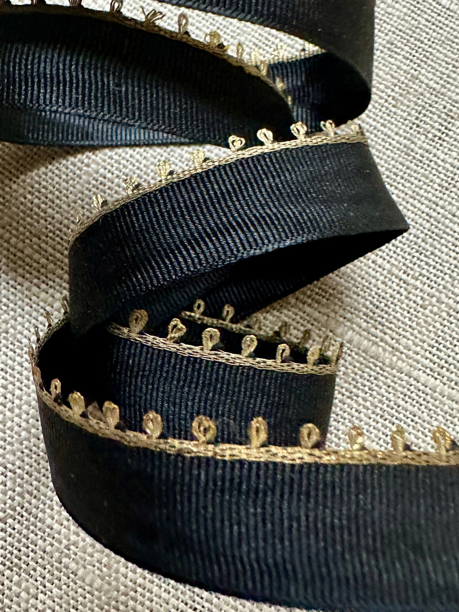 Antique French Ribbons Picot and Gold Metal Details – Vintage Passementerie