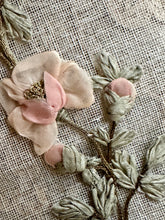 Load image into Gallery viewer, Antique French Silk Rose and Buds Ribbon Work