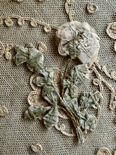 Load image into Gallery viewer, Antique French Silk Rose and Buds Ribbon Work