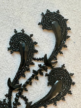 Load image into Gallery viewer, Antique Jet Glass and Beaded Applique Pair